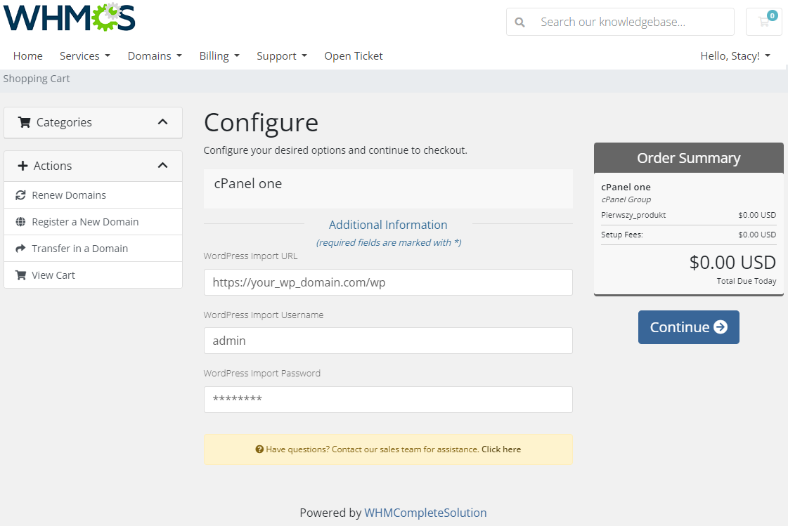 Instance Import During Order - WordPress Manager For WHMCS