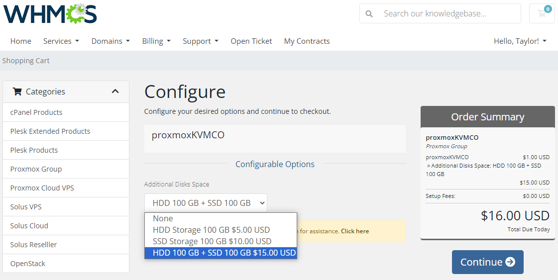 Selling Additional Storage - Proxmox VE VPS For WHMCS
