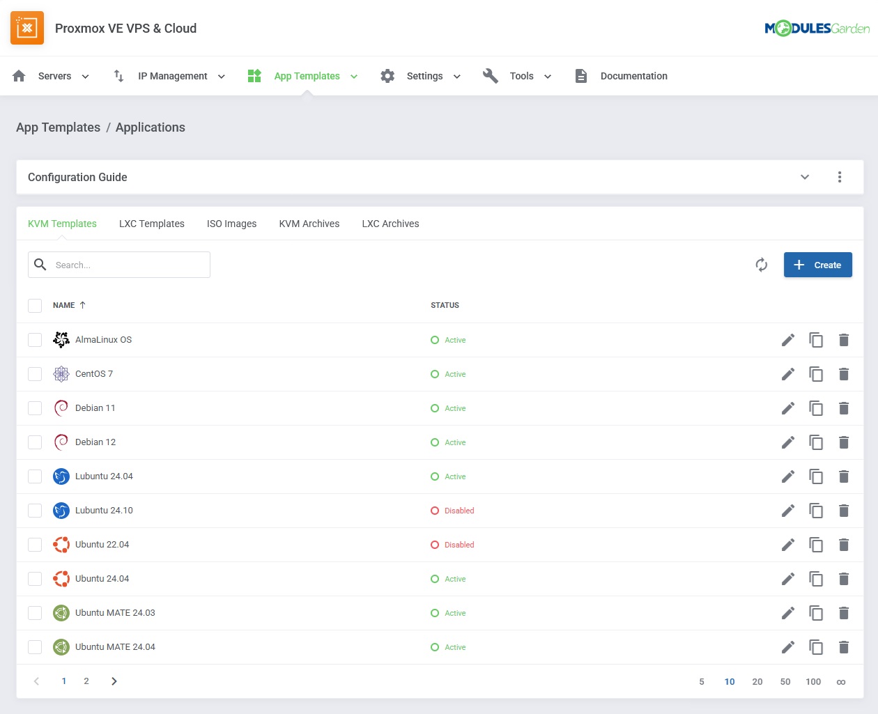 App Templates - Proxmox VE VPS & Cloud For WHMCS
