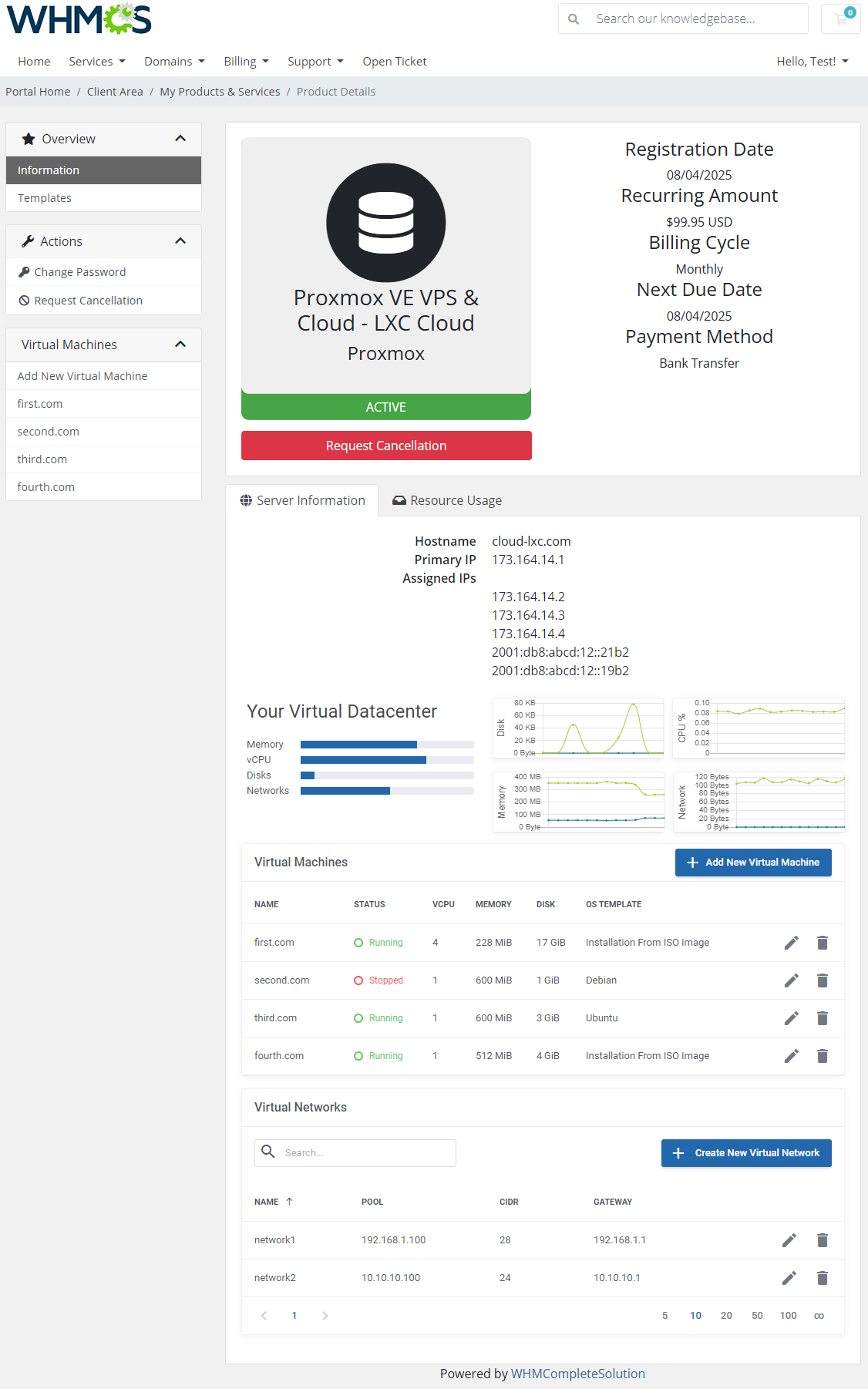 Client Area - Proxmox VE VPS & Cloud For WHMCS