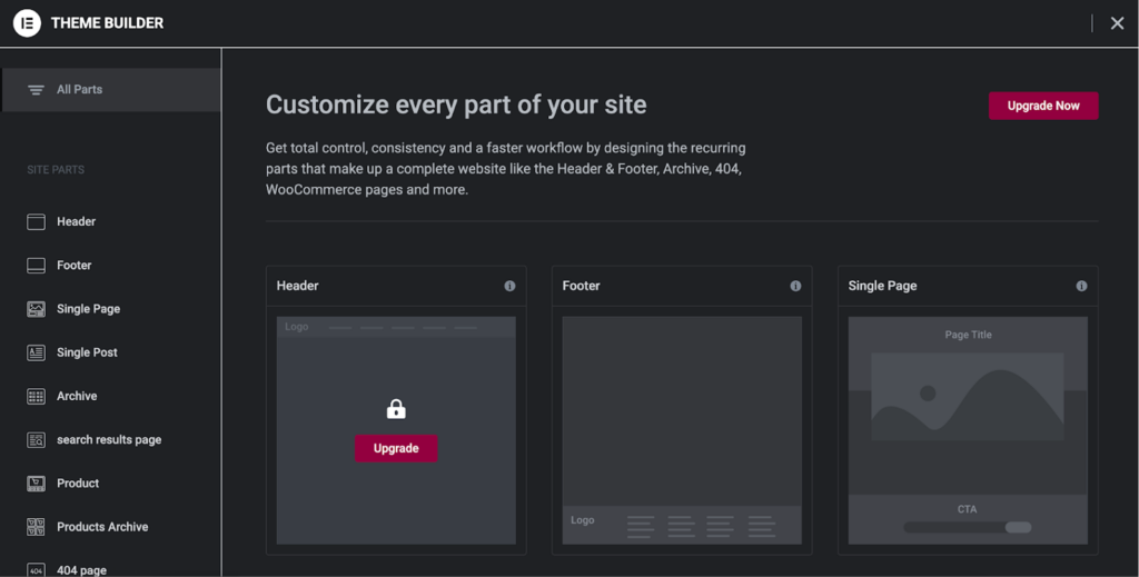 theme builder upgrade