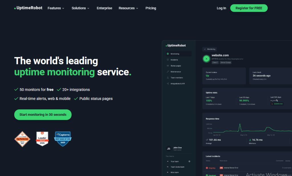 02 Uptime Monitoring Tools - UptimeRobot